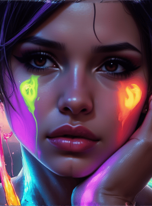 woman, face, paint