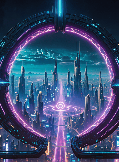 city, portal, skyscrapers