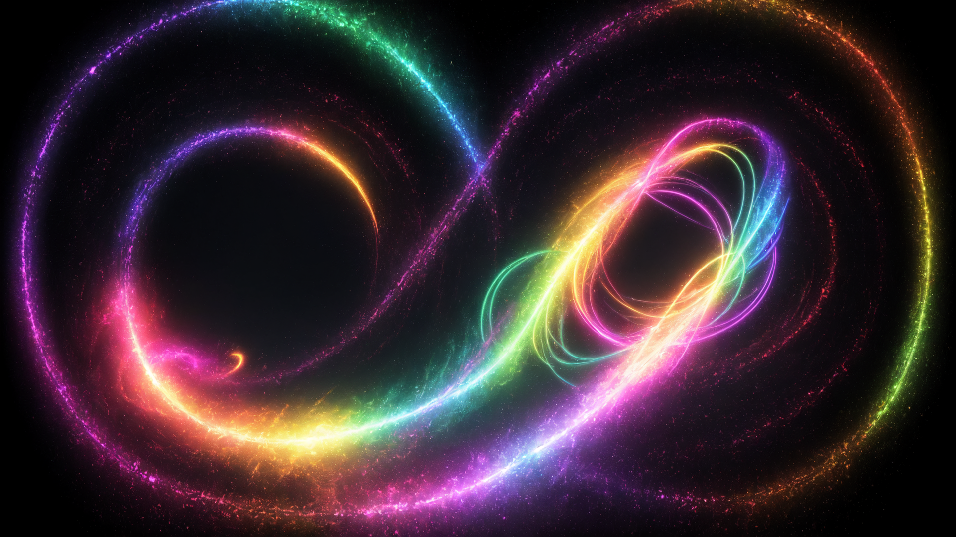 AI generated wallpaper featuring neon, circles, swirls