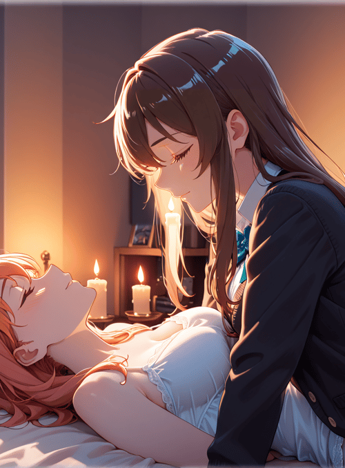 girls, bedroom, candles