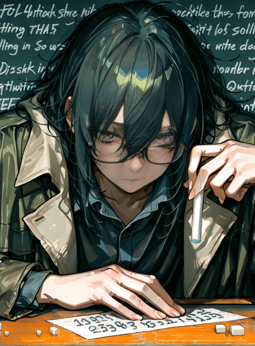 person, chalkboard, cigarette