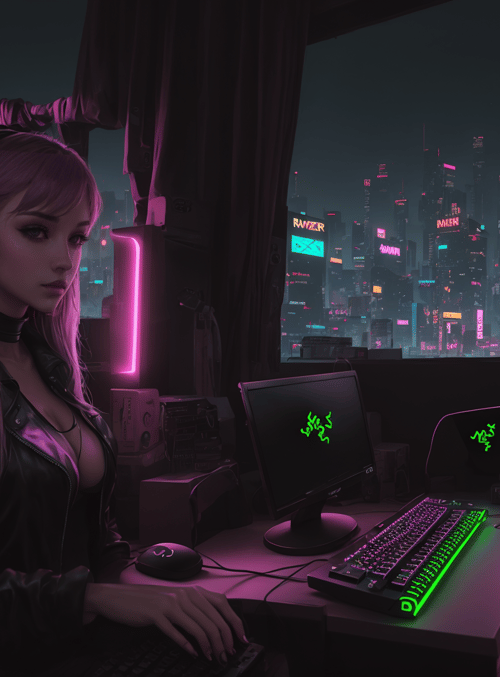 gamer, woman, city