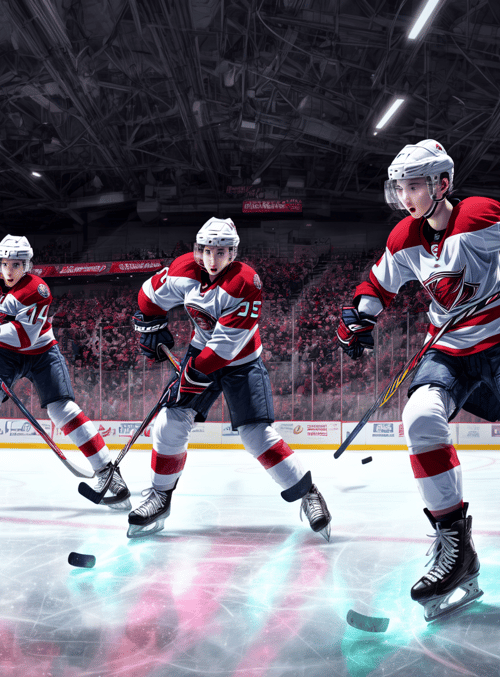 hockey players, ice rink, hockey stick, helmet, jersey