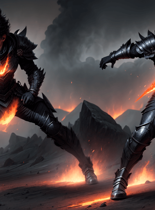 warrior, armor, fire