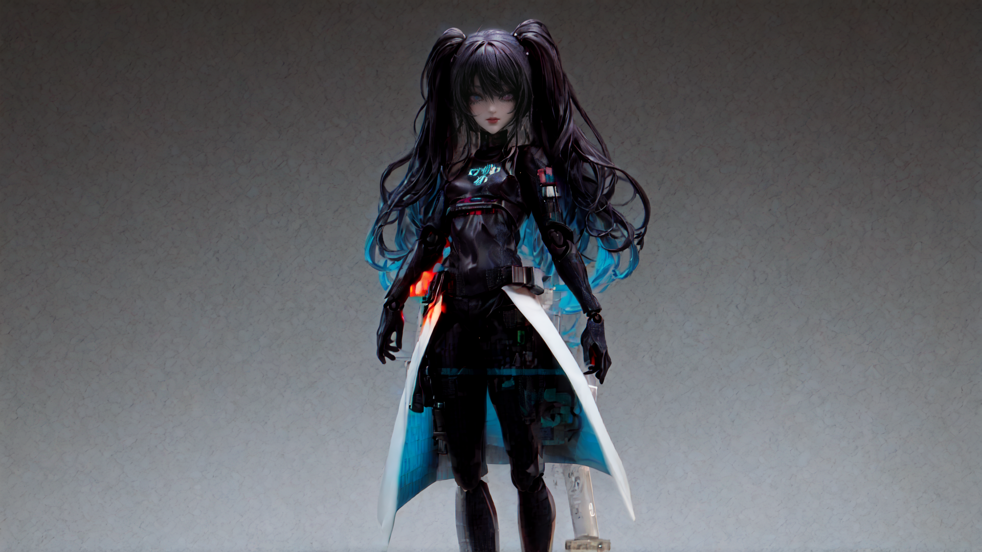 AI generated wallpaper featuring doll, cyberpunk, anime