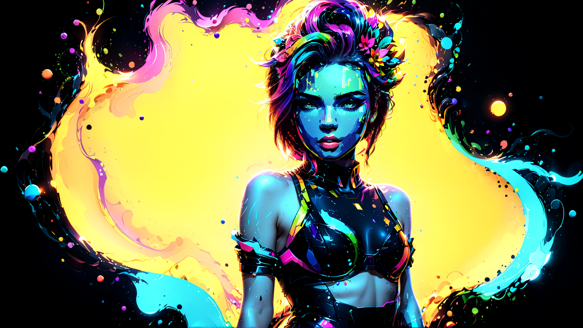 AI generated wallpaper featuring woman, art, paint