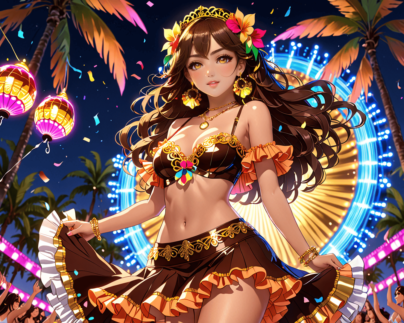 AI generated wallpaper featuring woman, costume, party