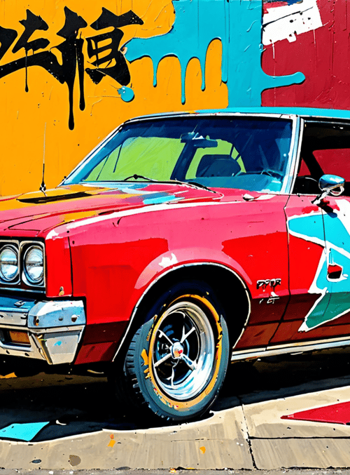 car, street art, graffiti, wall, paint