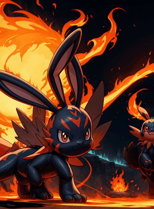 bunny pokémon, fire, volcanic