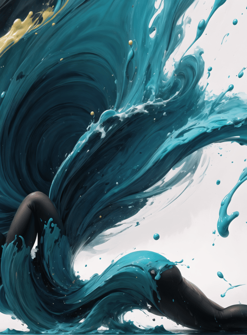 woman, paint, waves