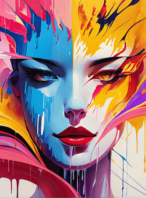 face, paint, artwork, woman