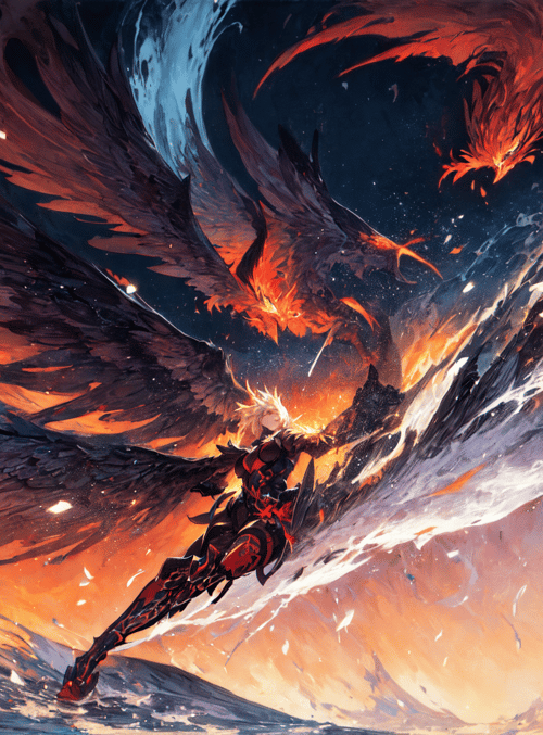 angel, dragon, warrior