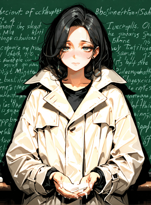 woman, chalkboard, jacket