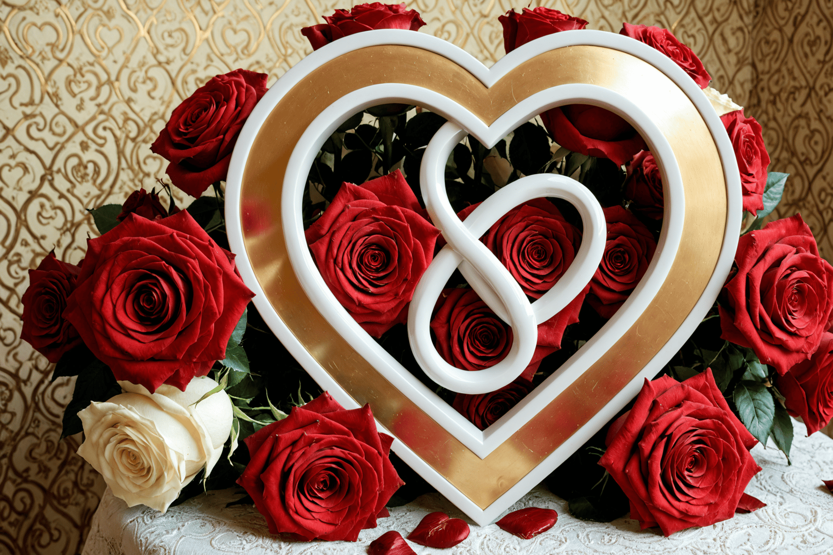 AI generated wallpaper featuring heart, roses, infinity