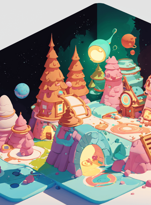 castle, trees, planet, buildings, tower