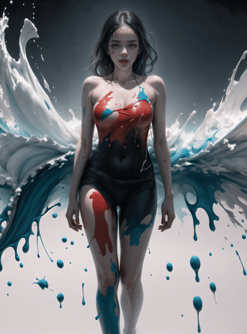 woman, paint, splatter
