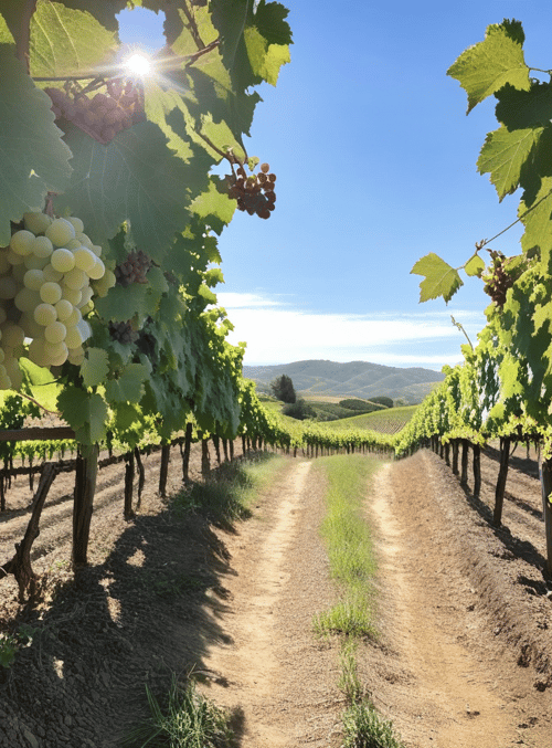 grapes, vineyard, path
