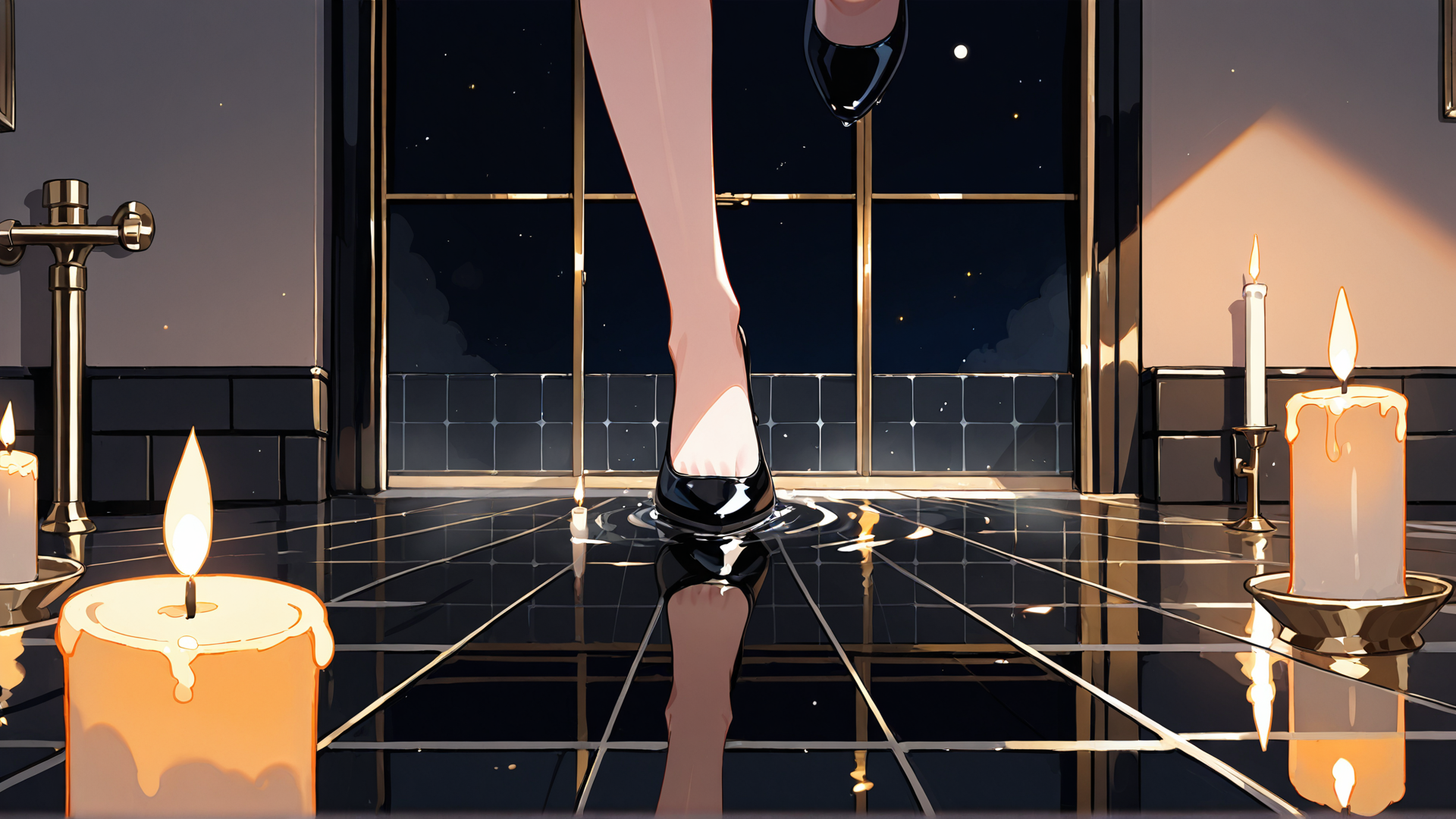 AI generated wallpaper featuring legs, candles, shoes