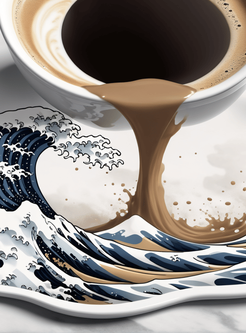 coffee, wave, plate