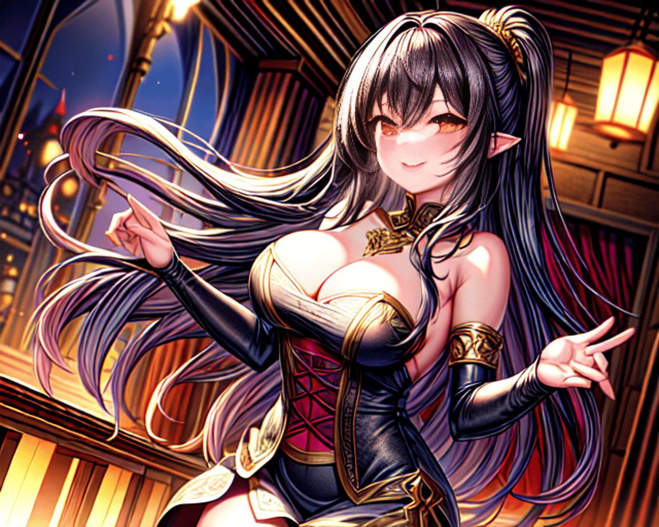 AI generated wallpaper featuring elf, woman, character