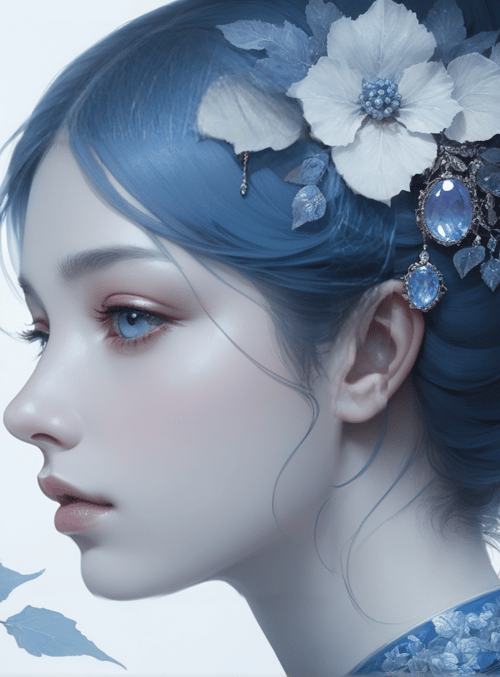 woman, flowers, moon