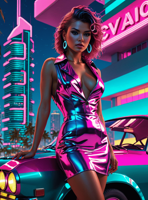 woman, car, city