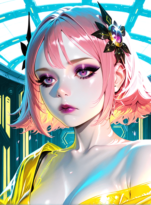 woman, cyberpunk, character, anime
