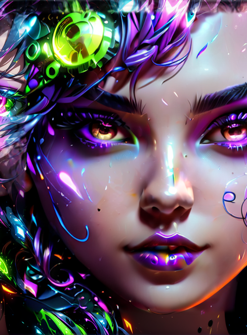 cybernetic, woman, neon