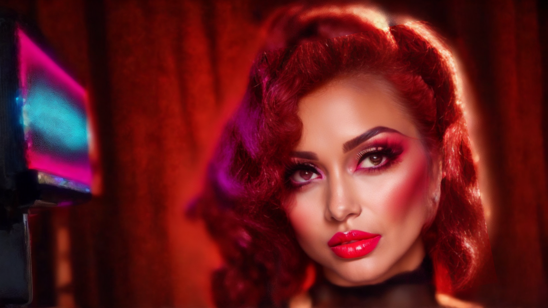 AI generated wallpaper featuring woman, vintage, hair
