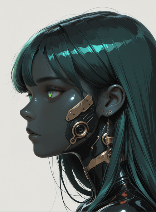 cyborg, fish, gadget, hair, robot, ear, face