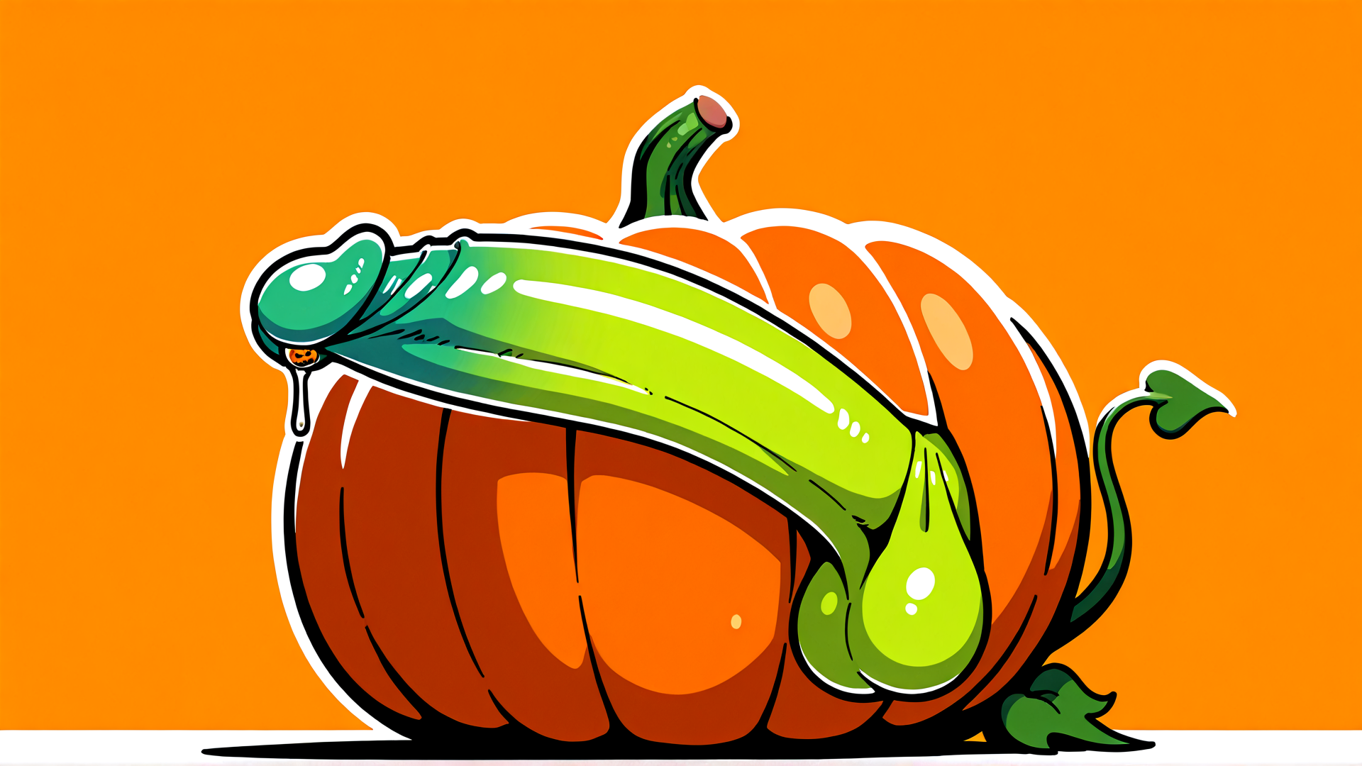 AI generated wallpaper featuring pumpkin, worm, illustration