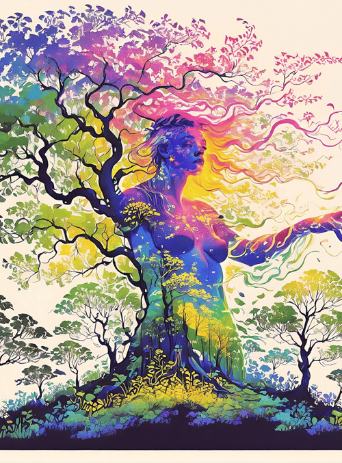 tree, woman, forest