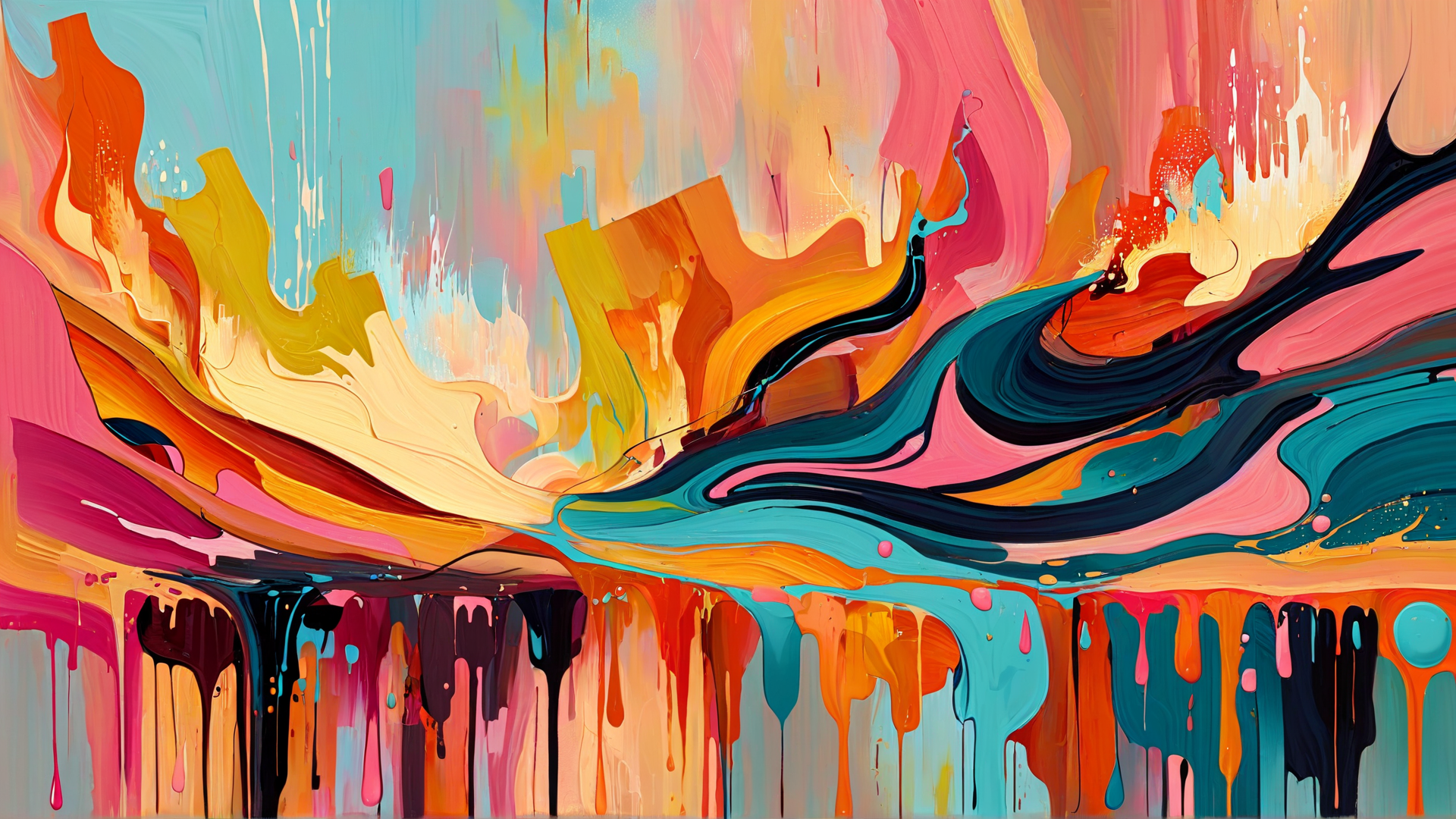 AI generated wallpaper featuring paint, splash, flow, drip, wave