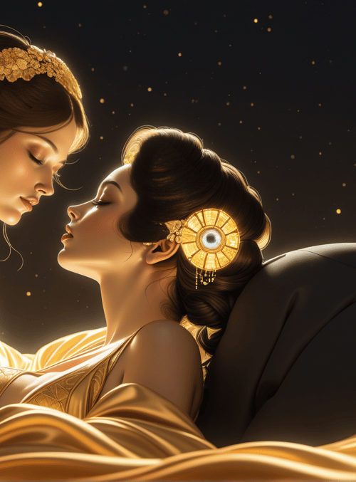 women, silk, gold