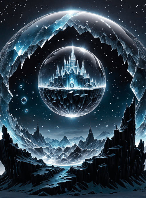 castle, sphere, mountain