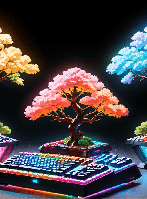 tree, keyboard, bonsai, plant