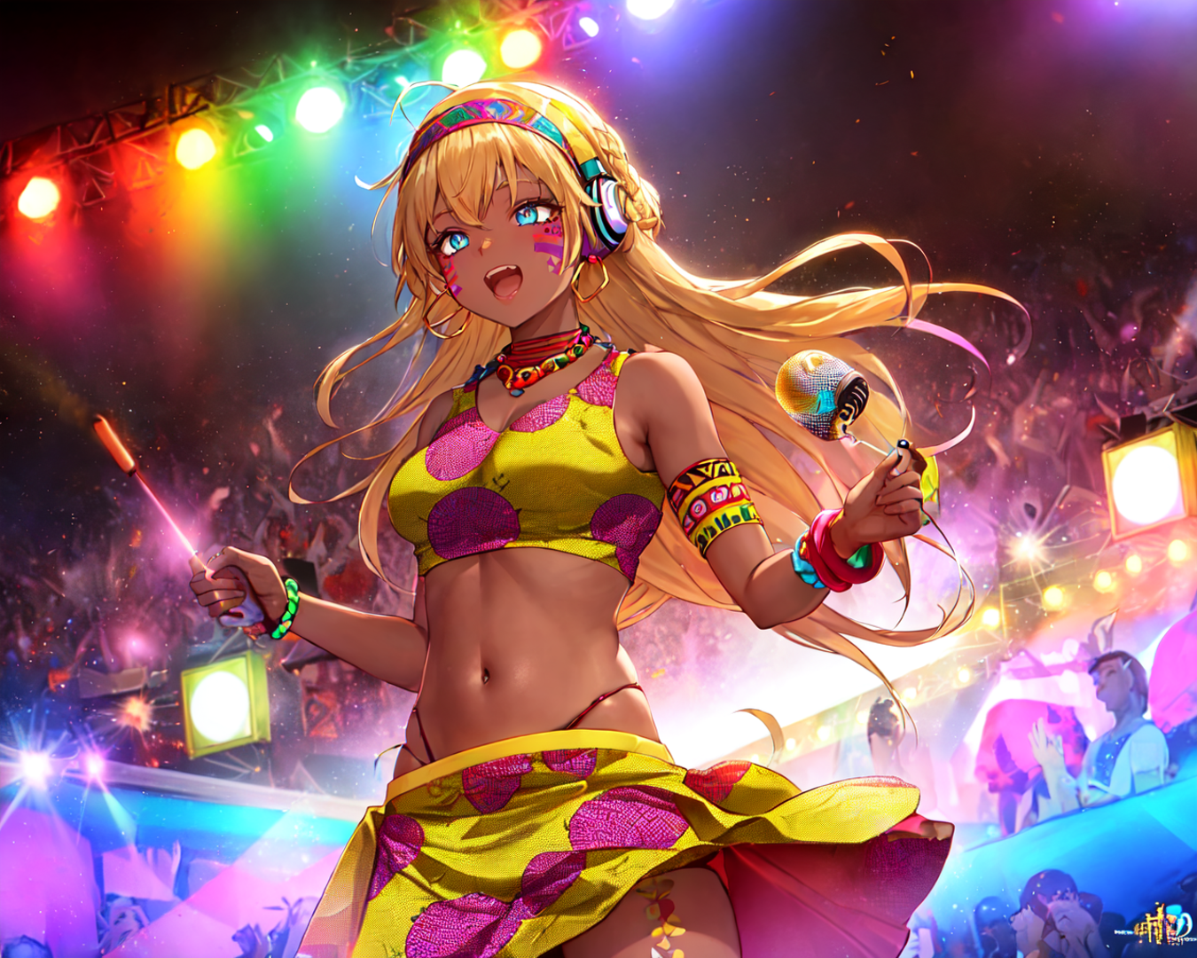 AI generated wallpaper featuring anime girl, stage, concert
