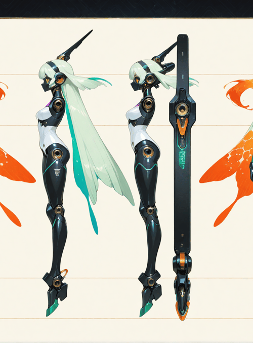 robot, character, design, cyberpunk, futuristic, girl, avatar, anime