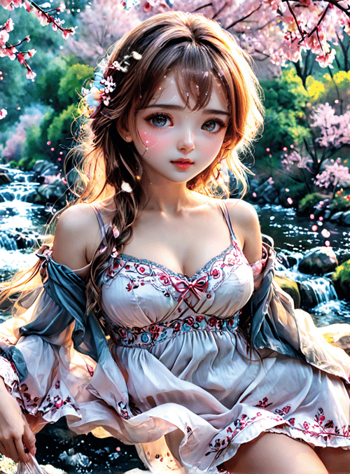 girl, nature, sakura
