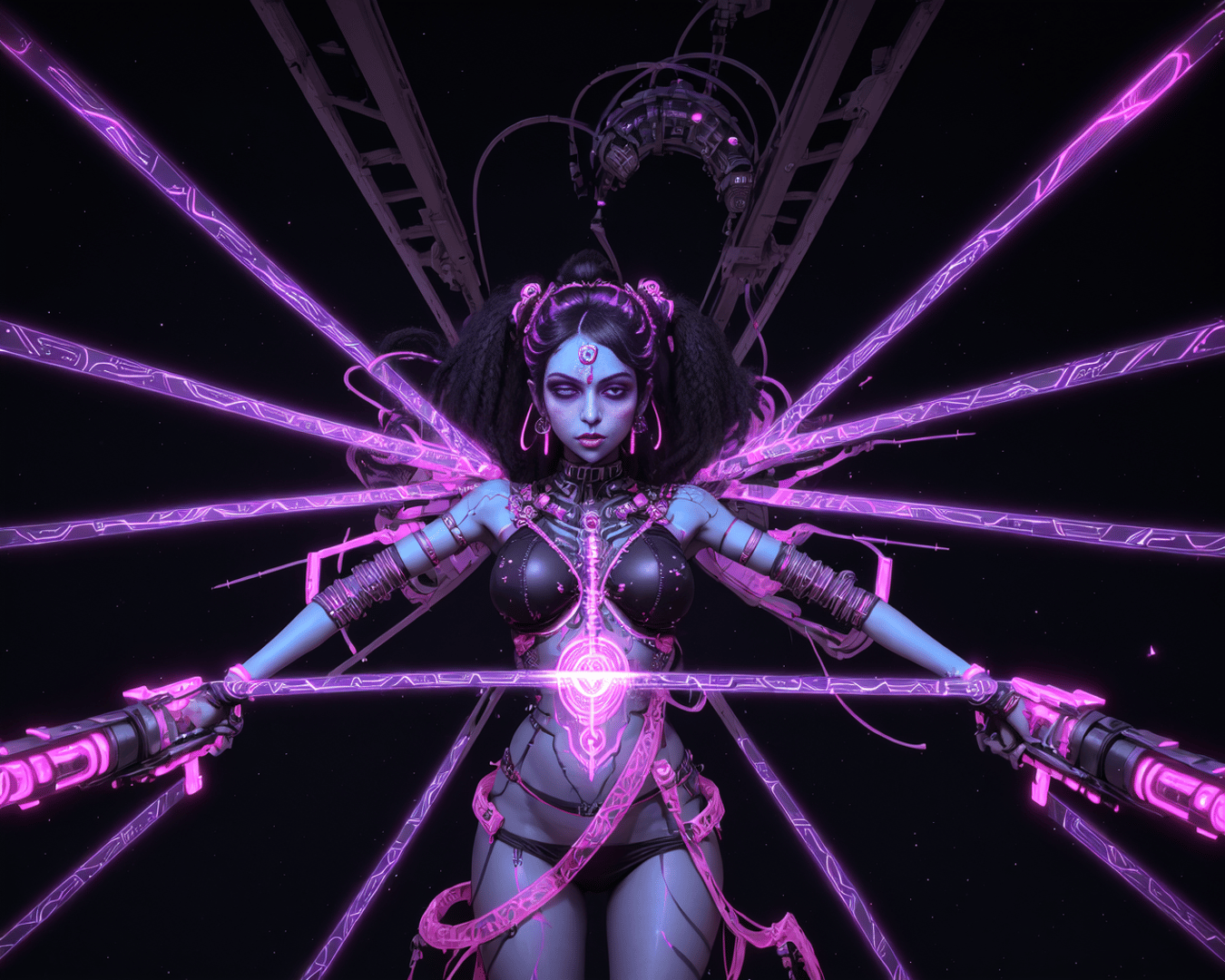 AI generated wallpaper featuring cyberpunk, figure, glow