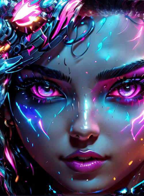 cyborg, neon, futurism