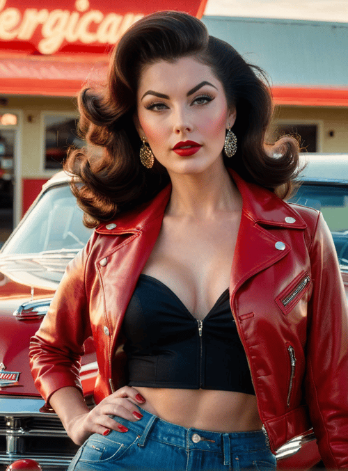 woman, car, vintage