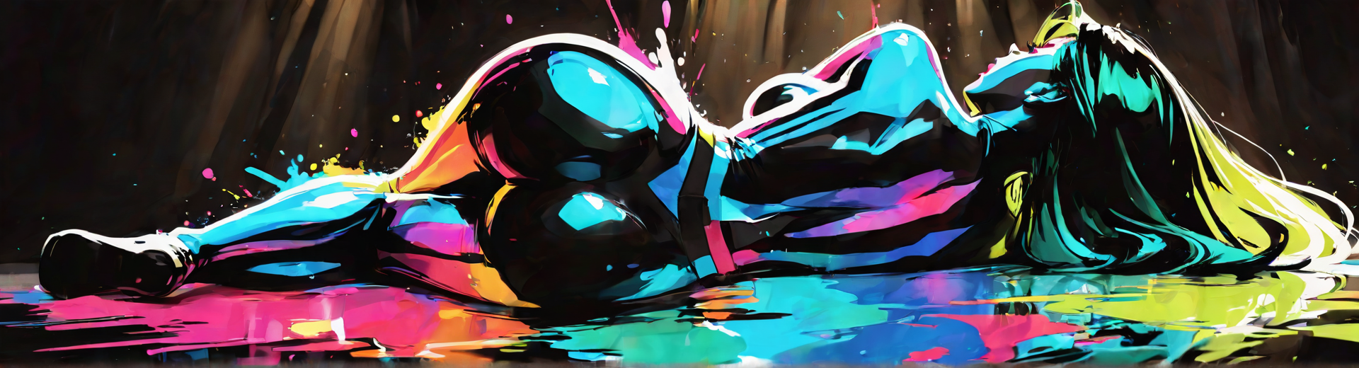 AI generated wallpaper featuring woman, surreal, figure, paint, splash