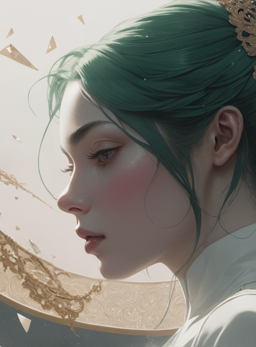 woman, moon, rose