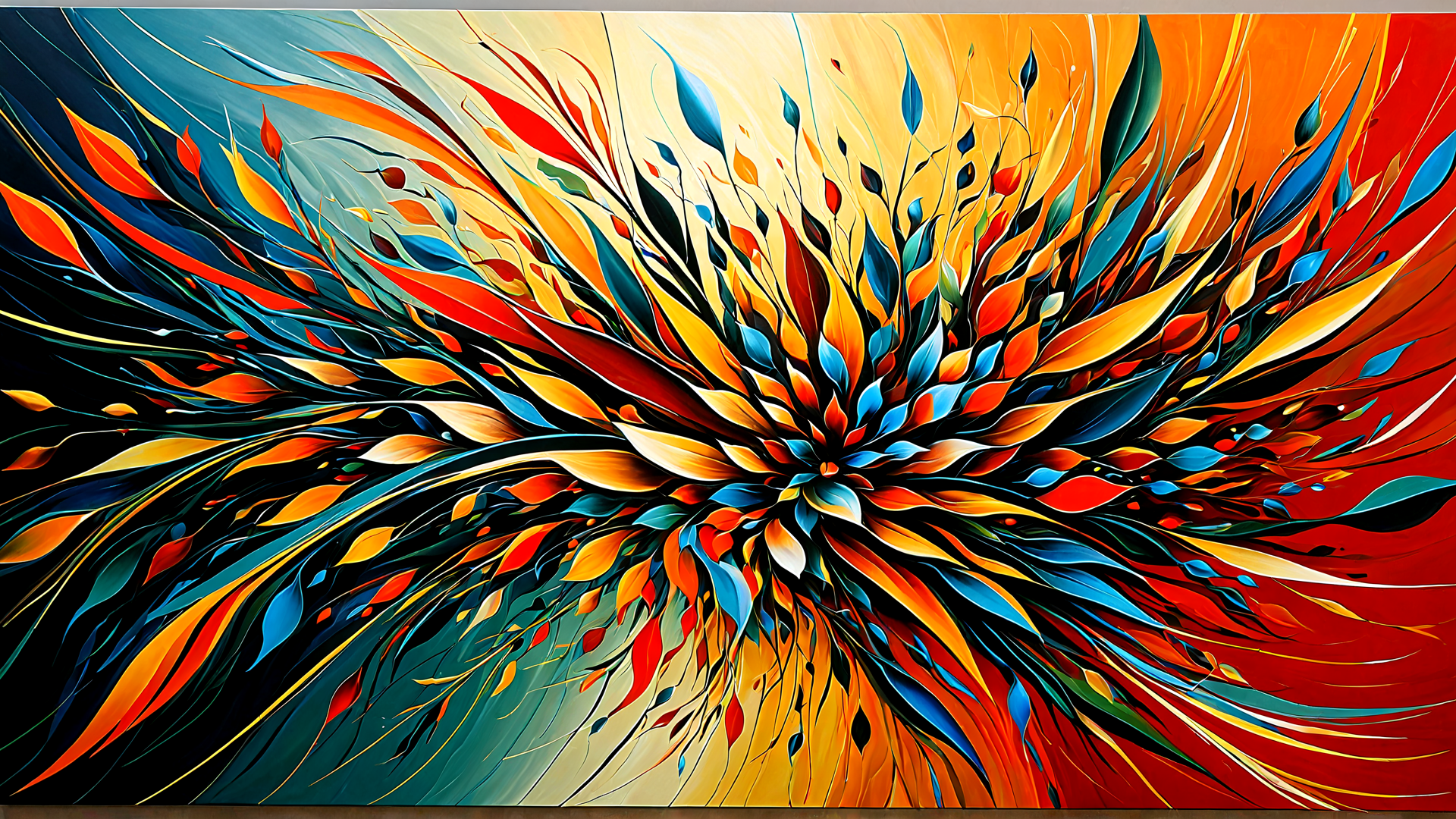 AI generated wallpaper featuring flower, abstract, leaves