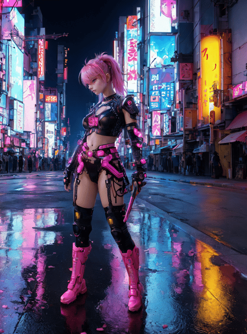 cyborg, woman, street
