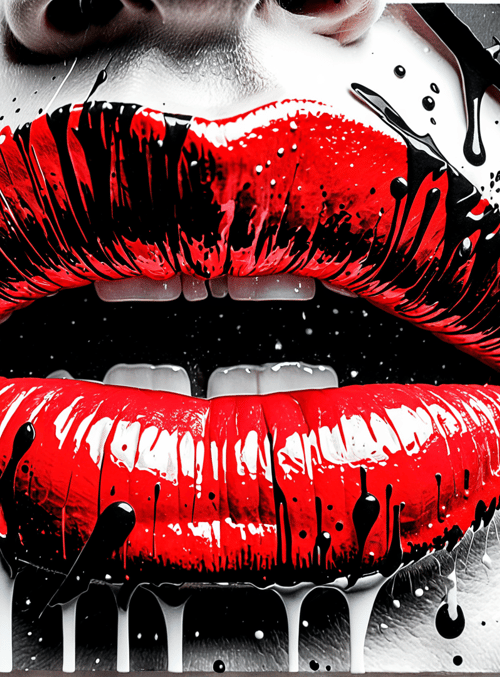 lips, face, paint, splatter, drips
