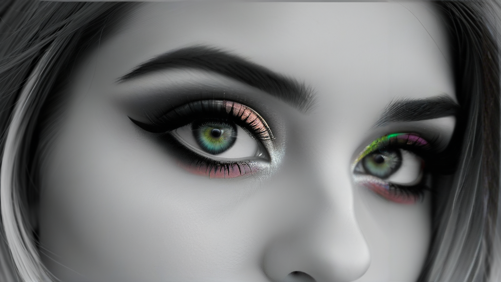 AI generated wallpaper featuring eyes, face, hair