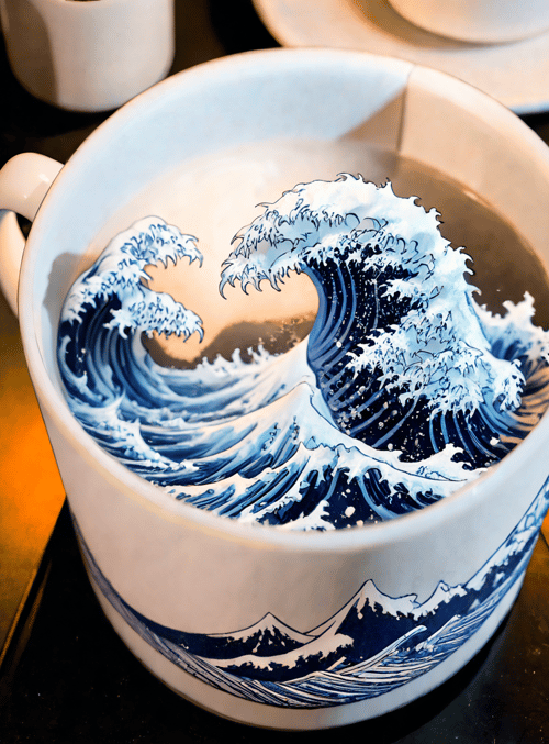 cup, wave, mountain
