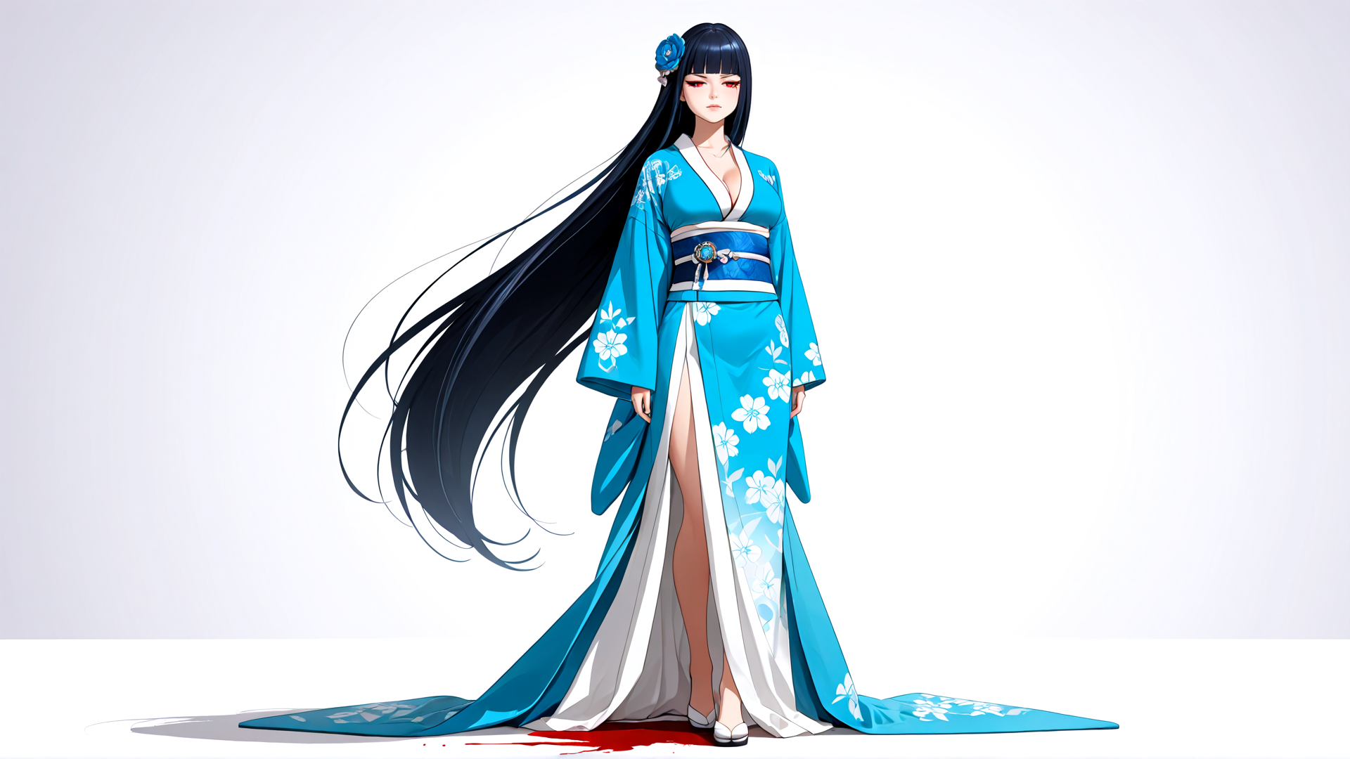 AI generated wallpaper featuring woman, kimono, hair, flower